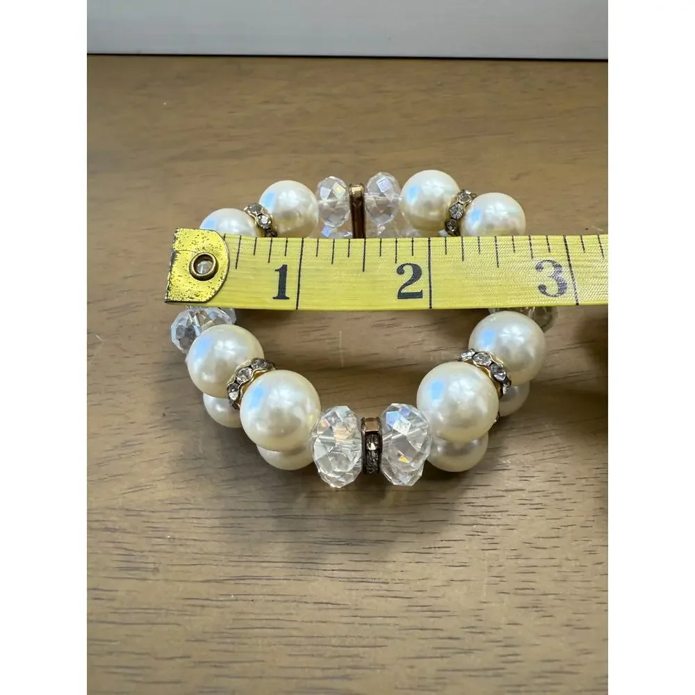 Fashion Bracelet Faux Pearls and Gems Double layer. GUC